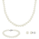 White Freshwater Pearl Necklace, Bracelet with Round Stud Earrings
Sterling Silver Jewelry Set