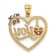 14k Tri-color Gold I LOVE YOU Heart with Butterfly Pendant