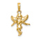 14k Yellow Gold 3D Polished and Textured Solid Angel Pendant