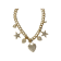 Gold Tone Crystal Stars and Heart Charms Pendant Necklace.