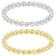 Set Of Two Beaded Band Rings In 18K Gold Over Sterling Silver And
Sterling Silver