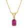 6x4mm Emerald Cut Ruby with Diamond Accent 14k Yellow Gold Pendant With Chain