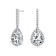Pear Shape CZ Halo Linear Drop Earrings In Sterling Silver