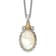Sterling Silver Antiqued with 14K Accent Floral Oval Mother Of Pearl Necklace