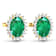 2.0ctw 14K Yellow Gold  Zambian Green Emerald and White Diamond Halo Earrings