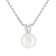 10-11mm Button White Freshwater Pearl Sterling Silver Solitaire Pendant
with Chain