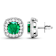 1.92ctw 14K White Gold  Zambian Green Emerald and White Diamond Halo Earrings