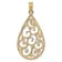 14k Two-tone Gold Beaded Filigree Diamond-cut Teardrop Charm