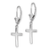 Rhodium Over 14k White Gold Polished Cross Dangle Earrings