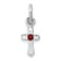 Rhodium Over Sterling Silver Child's January Red Preciosca Crystal Cross Pendant