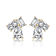 CZ Three-Stone Cluster Stud Earrings In 14K Gold Over Sterling Silver