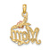 14K Two-tone Gold  Polished Textured MOM and Flower Pendant