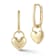 Bellissima Gold 14K Yellow Gold Heart Padlock Charm Oval Huggie Hoop Earrings