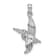 Rhodium Over 14k White Gold Textured Pelican Flying Pendant