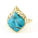 Turquoise Fancy Shape Solitaire Ring In 18K Gold Over Sterling Silver 20x18mm