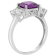 8mm Square Cushion Amethyst And White Topaz Rhodium Over Sterling Silver Ring