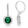 Emerald Color CZ Halo Drop Earrings In Sterling Silver