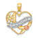 14K Tri-color Gold Textured Diamond-Cut #1 Grandma in Heart Pendant