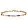 10k Yellow Gold and Rhodium Over 10k Yellow Gold Diamond and Amethyst Bracelet