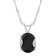 10x8mm Oval Black Onyx Rhodium Over Sterling Silver Pendant With Chain