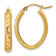 14k Yellow Gold 7/8" Polished Satin and Diamond-Cut Oval Hoop Earrings