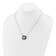 Rhodium Over Sterling Silver Polished Black Enamel and Cubic Zirconia Necklace