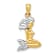 14k Two-tone Gold 3D Mermaid Pendant