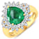 3.74ctw Green Emerald and Diamond 14K Yellow Gold Halo Ring