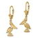 14k Yellow Gold 3D and Textured Pelican Standing Dangle Earrings