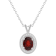 8x6mm Oval Garnet 1/8 ctw Diamond Rhodium Over Sterling Silver Halo
Pendant with Chain