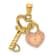 14K Two-tone Diamond-cut Heart Lock and Key Pendant