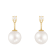 White Cultured Freshwater Pearl 14k Yellow Gold Earrings 8-8.5mm