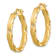 14k Yellow Gold Satin and Polished 1 1/16" Scalloped Edge Hoop Earrings