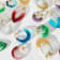 14K Yellow Gold Over Sterling Silver Painted Marquise Hoops in Blue