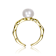Pear Shape Pearl Simulant Curved Open-Style Ring In 14K Gold Over Brass