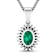 1.10ctw 14K White Gold Zambian Emerald and White Diamond Pendant with 18
inch Cable Chain