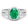 1.83ctw Green Emerald and Diamond 14K White Gold Halo Ring