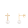 White Cultured Freshwater Pearl 14k Yellow Gold Earrings 6-6.5mm