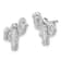 Rhodium Over 14k White Gold Diamond Cactus Stud Earrings
