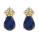 6x4mm Pear Shape Sapphire with Diamond Accents 14k Yellow Gold Stud Earrings