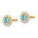 14K Yellow Gold 5.35mm Polished Blue and Clear Cubic Zirconia Stud Earrings