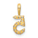 14k Yellow Gold Diamond Number 5 Pendant