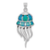 Rhodium Over Sterling Silver Polished Lab Created Blue Opal Jellyfish Pendant