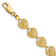 14k Yellow Gold Polished, Textured and Diamond-Cut Hearts Link Bracelet