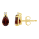 6x4mm Pear Shape Garnet with Diamond Accents 14k Yellow Gold Stud Earrings