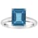 10x8mm Emerald Cut London Blue Topaz Rhodium Over Sterling Silver Ring