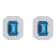 8x6mm Emerald Cut Swiss Blue Topaz And White Topaz Rhodium Over Sterling
Silver Double Halo Earrings