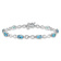 Rhodium Over 10k White Gold Blue Topaz and Diamond Infinity Bracelet