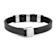 Mens Black Leather and Stainless Steel Station Bracelet