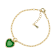 Green Onyx Heart Charm Paperclip Bracelet In 18K Gold Over Brass 5.10ctw